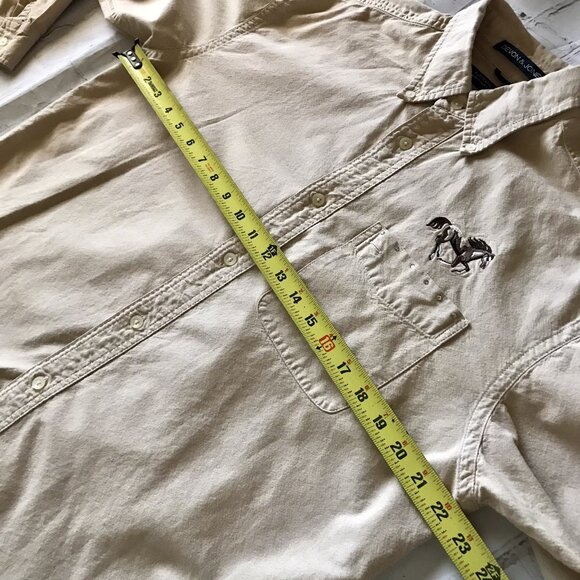 Devon & Jones Chambray Woman’s Shirt Size Medium Embroidered Horses - Picture 7 of 9